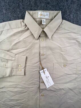 NWT Il Migliore Men’s Button Up Shirt Long Sleeve Large Beige Sanded Polynosics